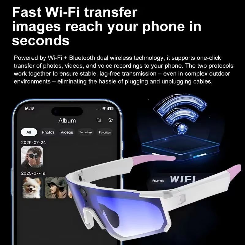 2026 New Chatgpt AI Smart Glasses 2400W 1080P anti Shake Video Sport Cycling Sunglasses Dual Mic 32GB Windproof