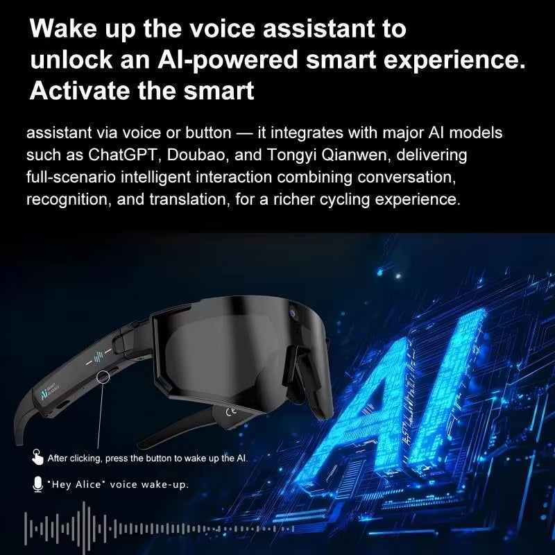 2026 New Chatgpt AI Smart Glasses 2400W 1080P anti Shake Video Sport Cycling Sunglasses Dual Mic 32GB Windproof