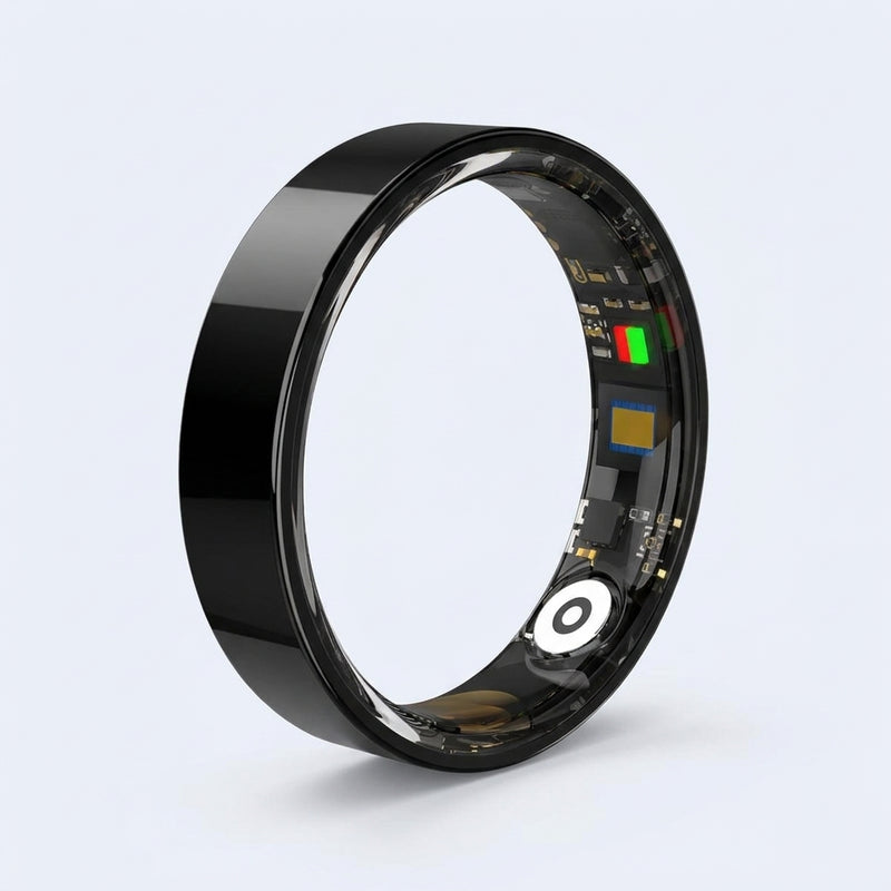 Black smart ring, studio view