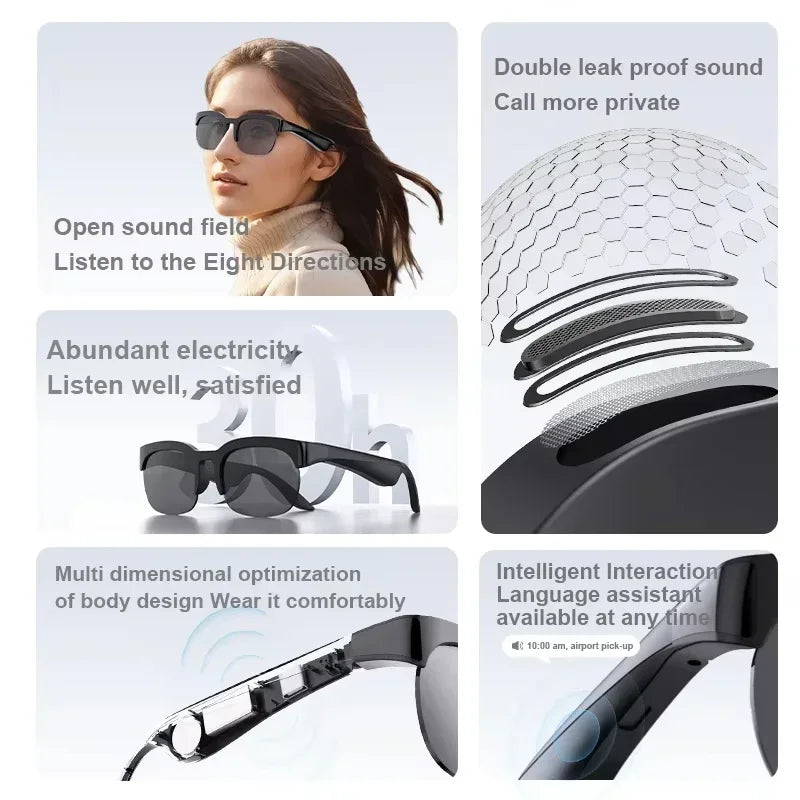 Women Men AI Smart Glasses 2400MP Video Hands-Free Call AI Chat Translation Logging Music Playback Smart Meta Sunglasses