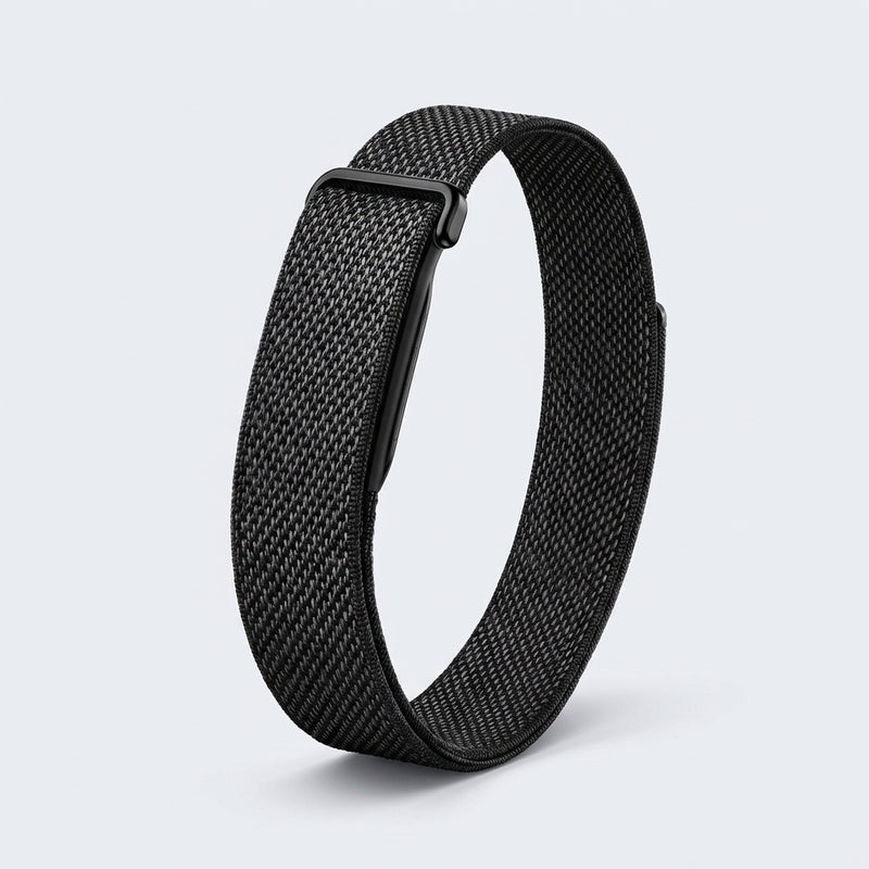 Black woven smart band, studio view