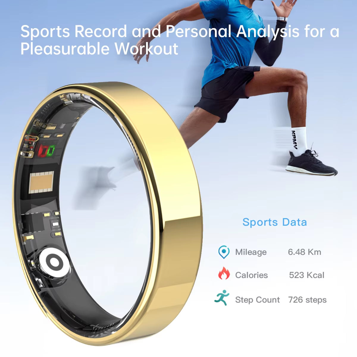 Smart Ring Heart Rate Blood Pressure Sleep Monitoring Motion Tracking Waterproof Men Women Smart Ring for Android Holiday Gift